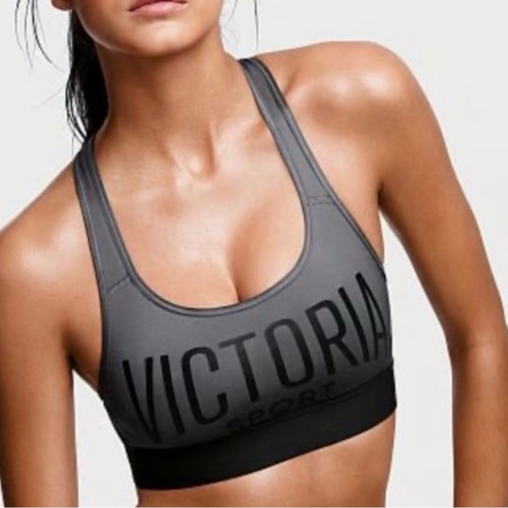 Victoria Sport Gray Logo Racerback Sports Bra Size M